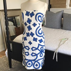 Milly linen summer strapless dress